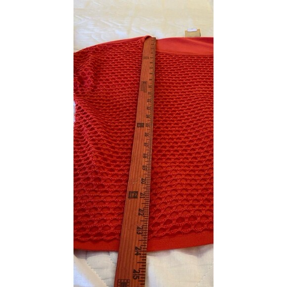 Ruby Rd. Womens Blouse Size Medium Top Tangerine Orange Unique Overlay + Stretch - Picture 8 of 8